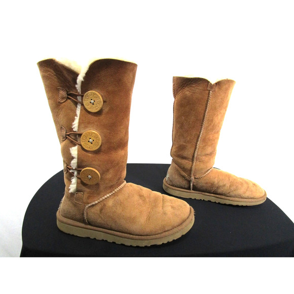 Ugg Australia Chestnut Brown Bailey Button Sheepskin Boots Women Sz 5 - Picture 1 of 10